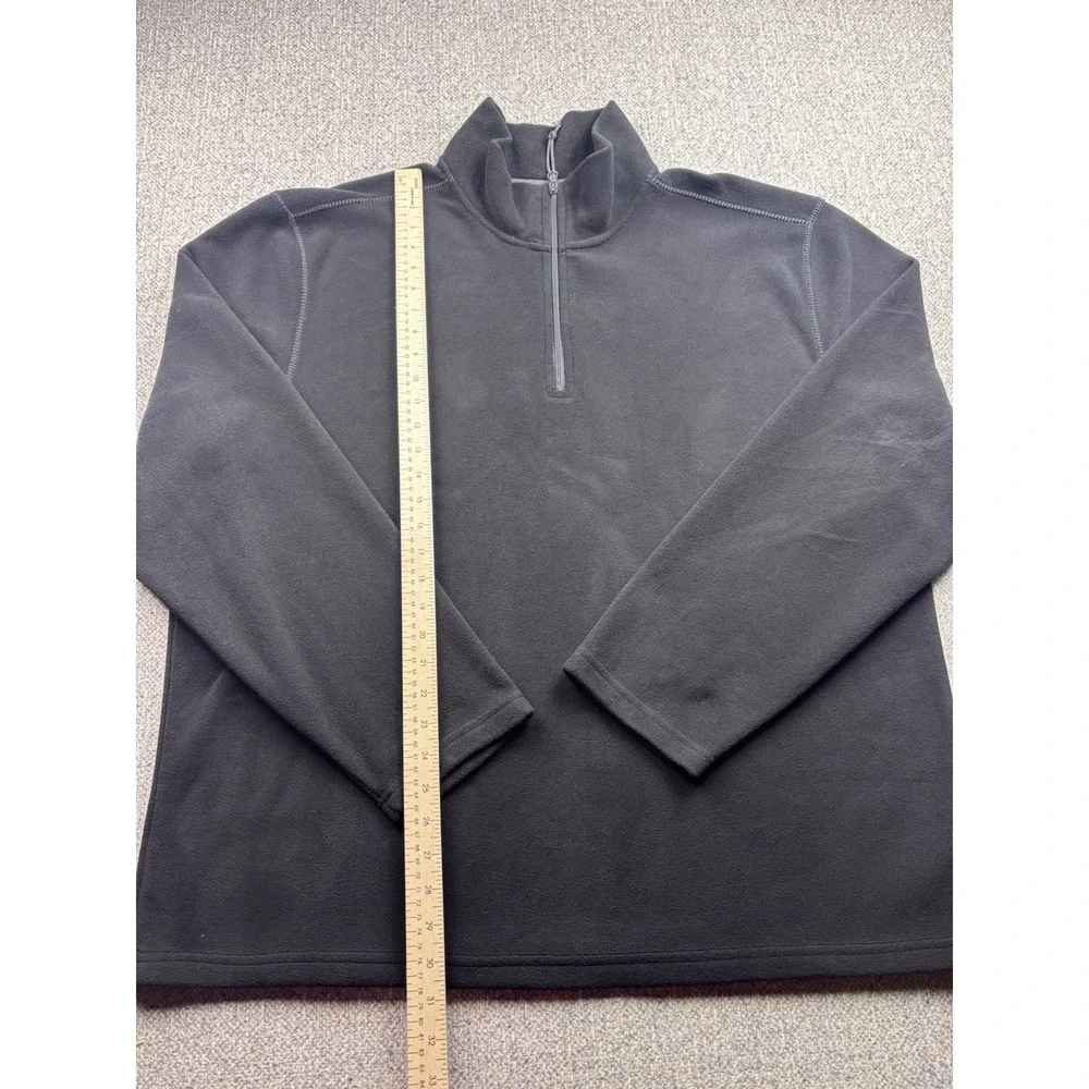 St. Johns Bay Mens Pullover Black Fleece Quarter Zip Mock Neck Long Sleeve‎ Men